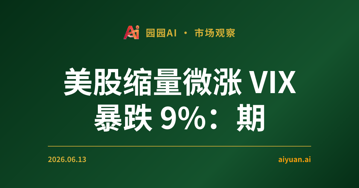 美股缩量微涨 VIX 暴跌 9%：期权资金流向背离，是最后的疯狂还是蓄势待发？
